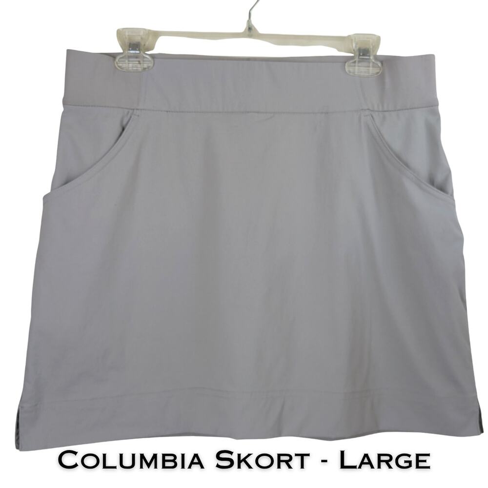 Columbia Womens Golf Tennis Skort Large Gray Omni Wick Athletic Stretch Skirt